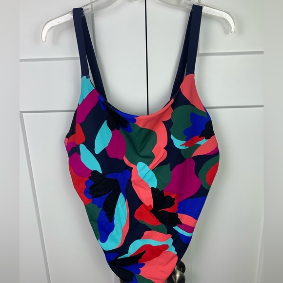 ATHLETA Hermosa One Piece Swimsuit XL Tossed Floral Blue - Picture 2 of 8